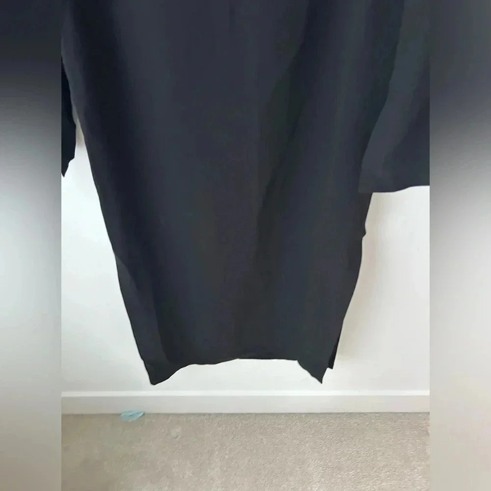 Aritzia Babaton Black Midi Dress Minimalist Open Back Slit Long Sleeve Size 6 - Picture 7 of 14